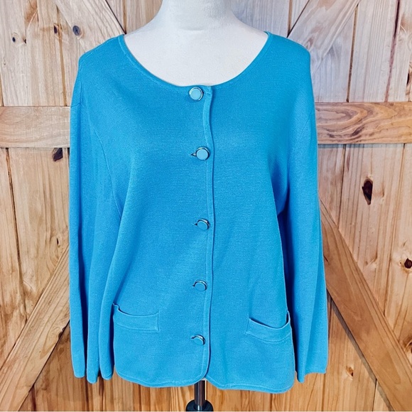 New York & Company Turquoise Cardigan Sweater - Picture 8 of 8
